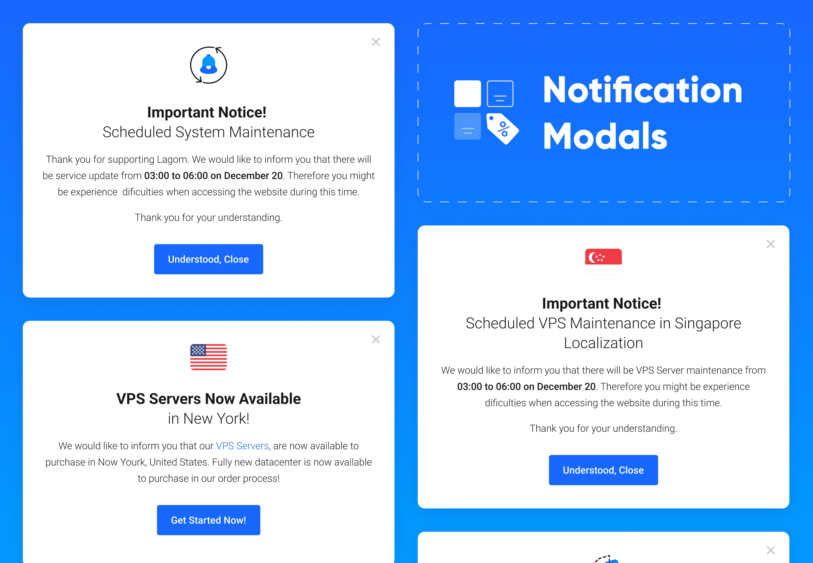 Client Notifications for Lagom WHMCS Client Theme - Notification Modals