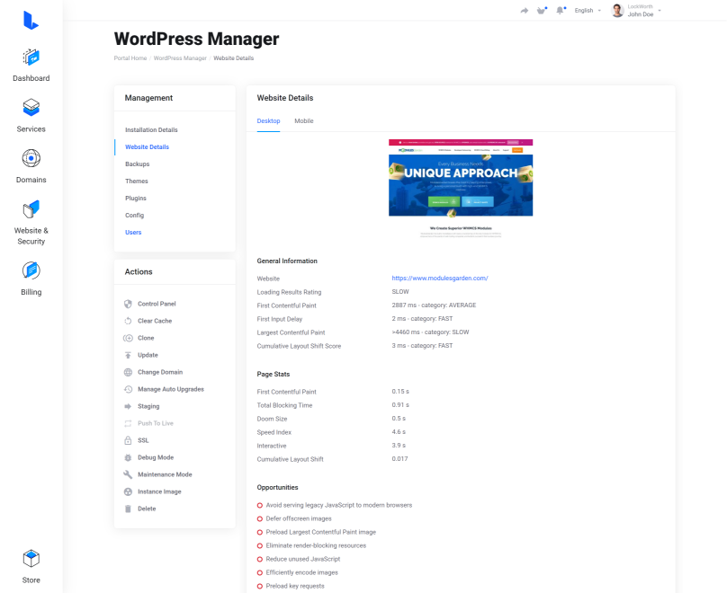 Lagom WHMCS Client Theme - WordPress Manager for WHMCS Module Integration - Gallery Third Image