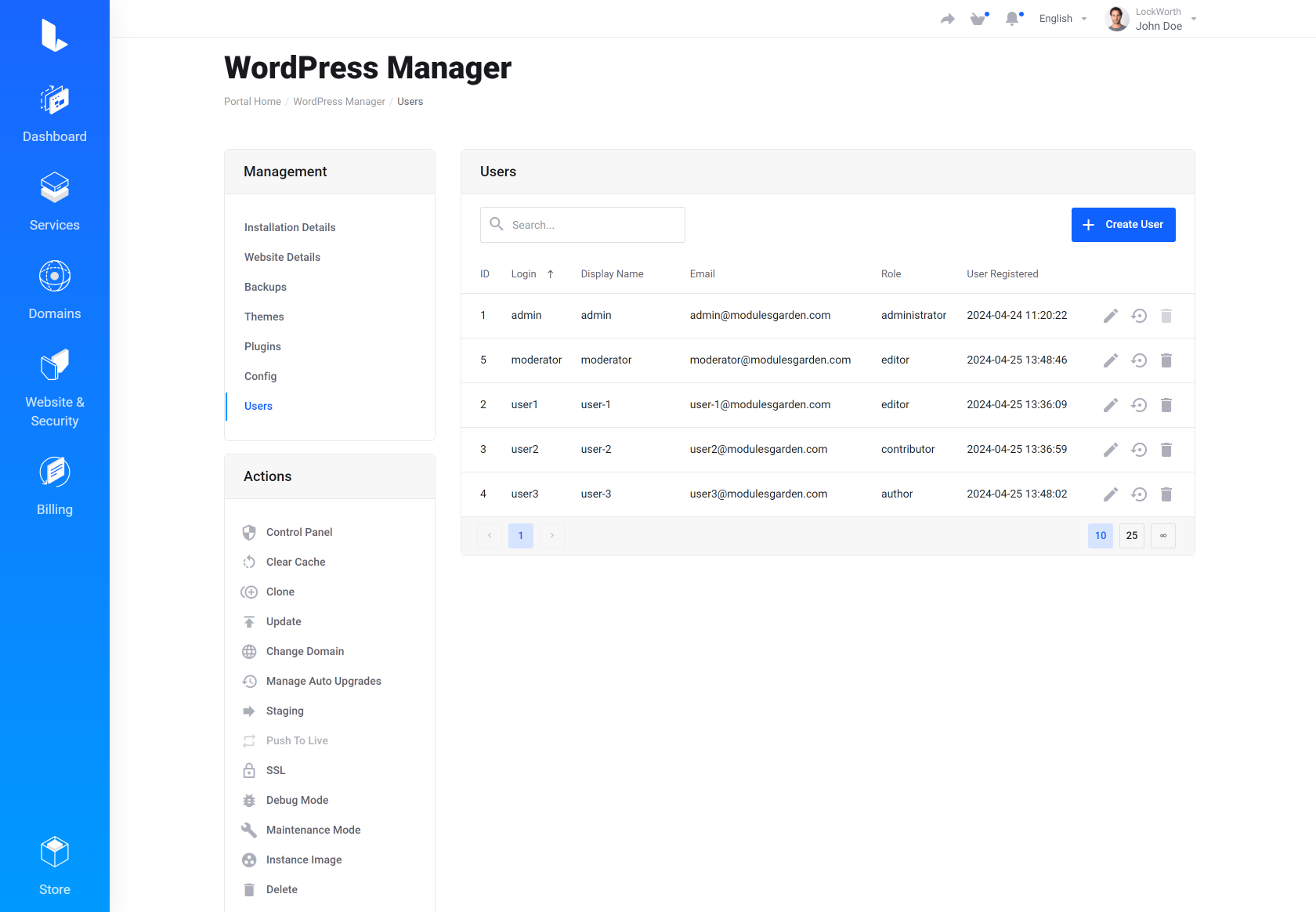 Lagom WHMCS Client Theme - WordPress Manager for WHMCS Module Integration - Depth Style