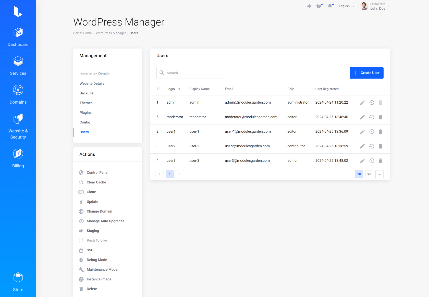 Lagom WHMCS Client Theme - WordPress Manager for WHMCS Module Integration - Default Style