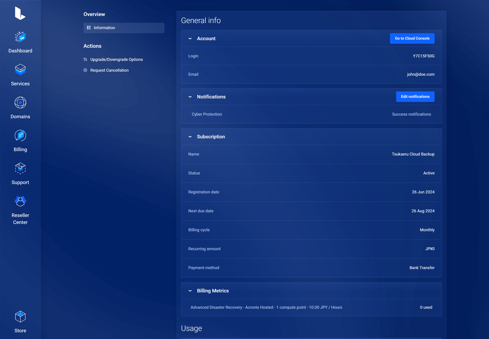 Lagom WHMCS Client Theme - Acronics Cyber Protect Cloud for WHMCS Module Integration - Futuristic Style