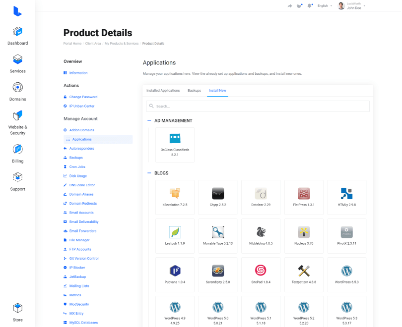 Lagom WHMCS Client Theme - cPanel Extented for WHMCS Module Integration - Gallery First Image