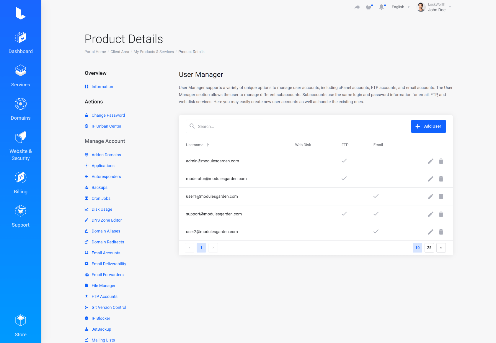 Lagom WHMCS Client Theme - cPanel Extented for WHMCS Module Integration - Depth Style