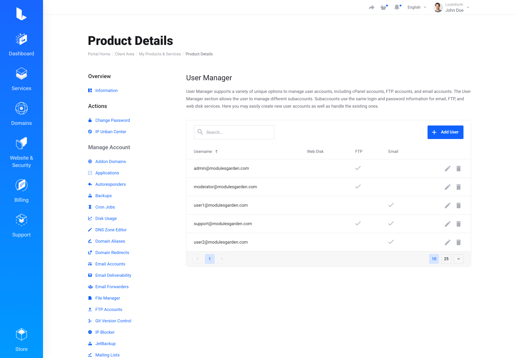 Lagom WHMCS Client Theme - cPanel Extented for WHMCS Module Integration - Default Style