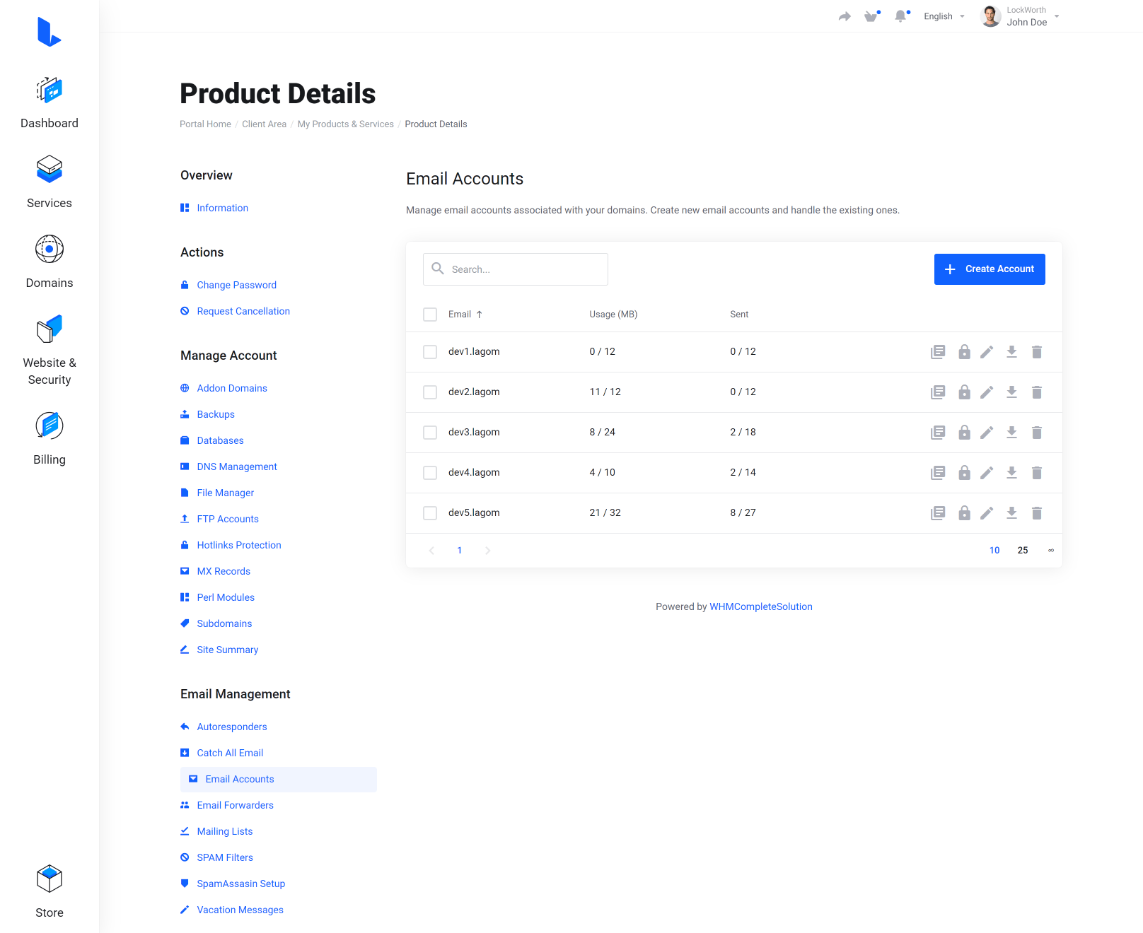 Lagom WHMCS Client Theme - DirectAdmin Extented for WHMCS Module Integration - Gallery First Image