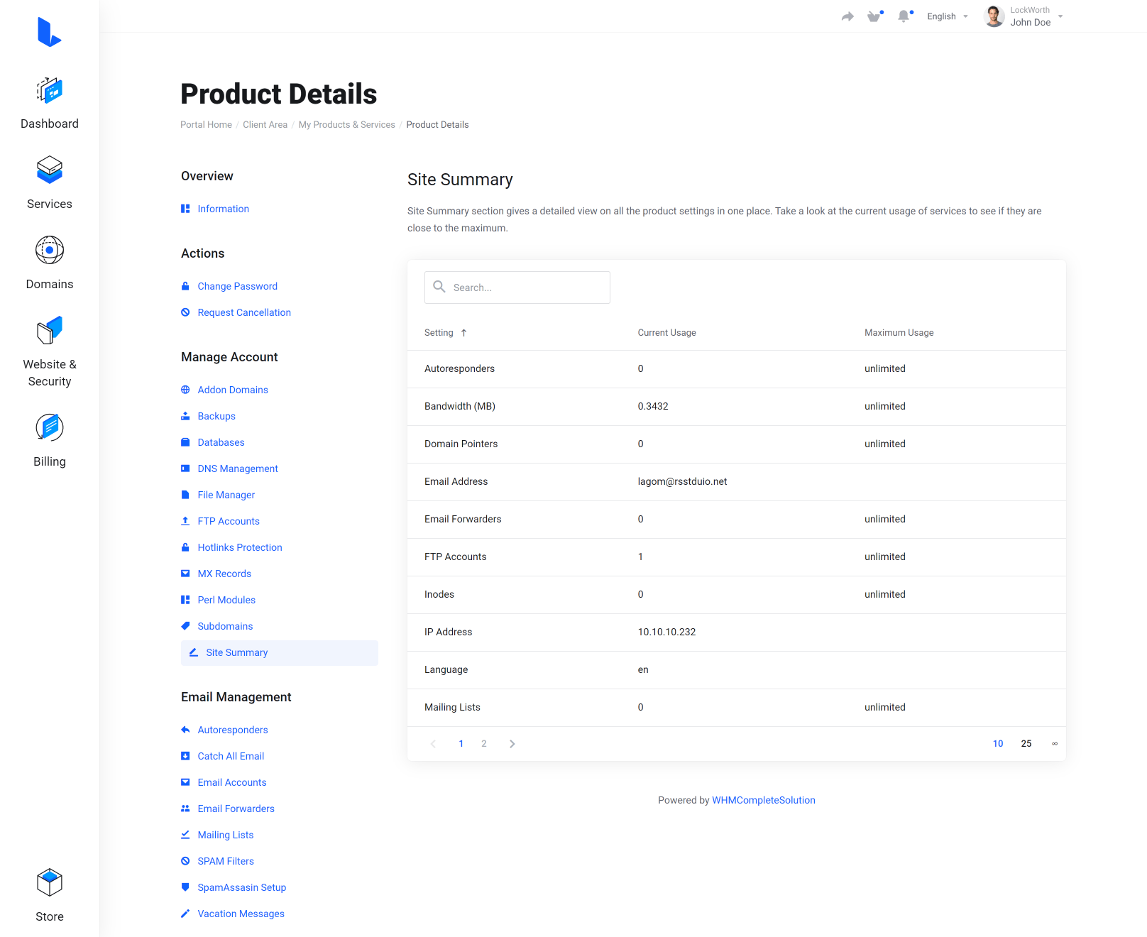 Lagom WHMCS Client Theme - DirectAdmin Extented for WHMCS Module Integration - Gallery Third Image