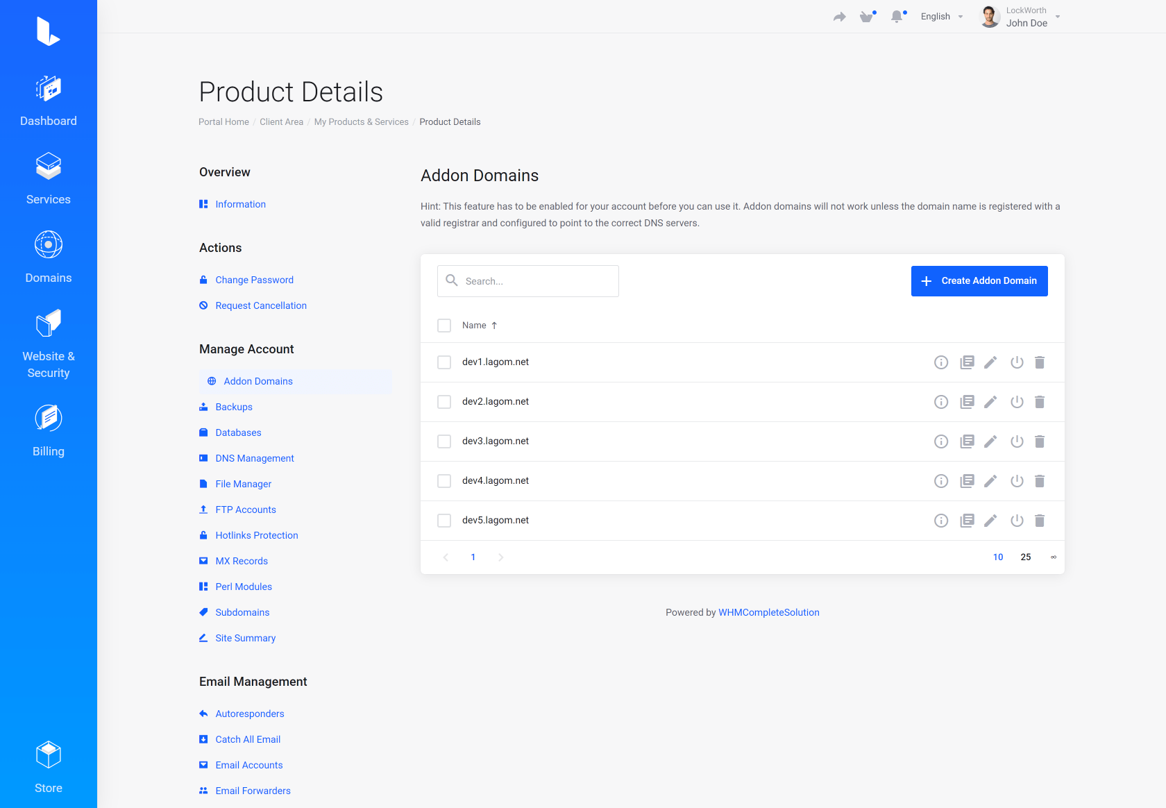 Lagom WHMCS Client Theme - DirectAdmin Extented for WHMCS Module Integration - Modern Style