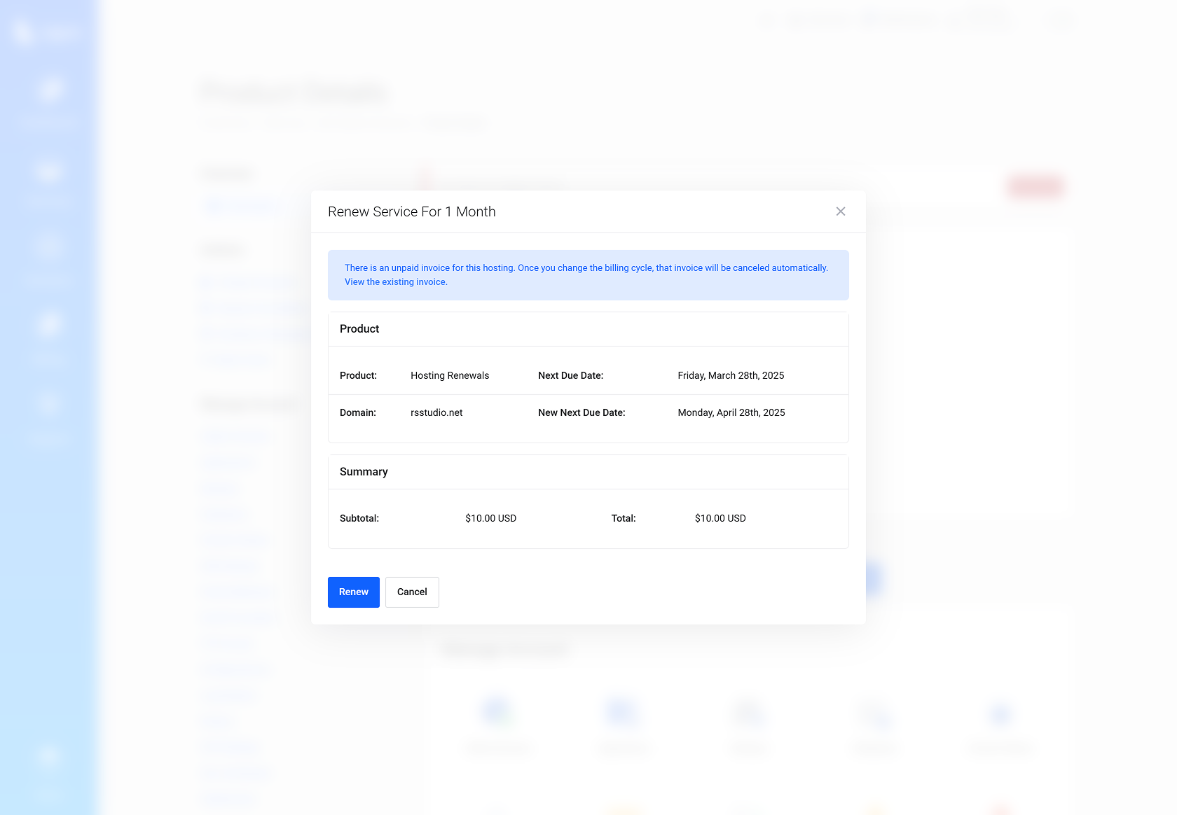 Lagom WHMCS Client Theme - Hosting Renewals for WHMCS Module Integration - Depth Style