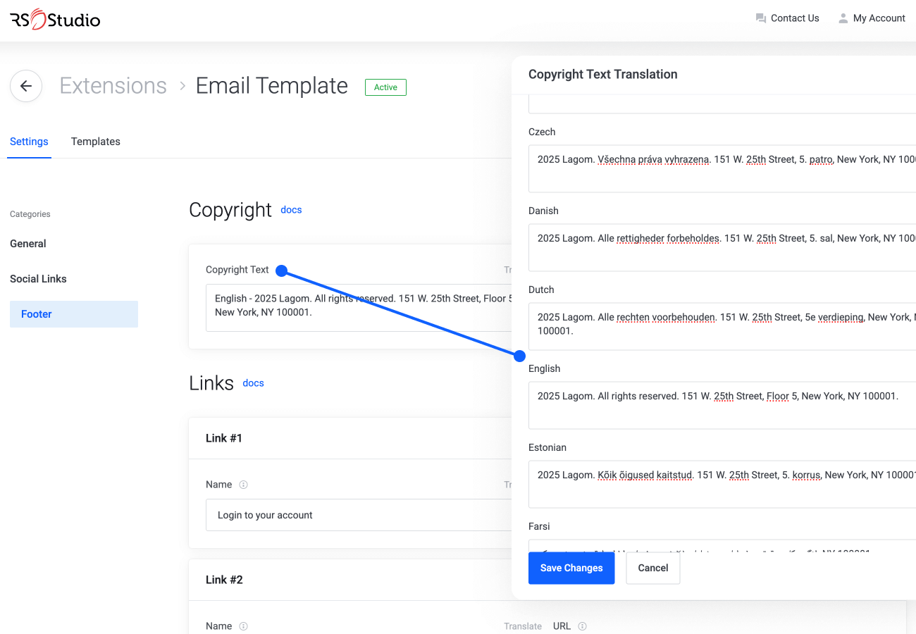 Full WHMCS language support - Lagom WHMCS Email Template