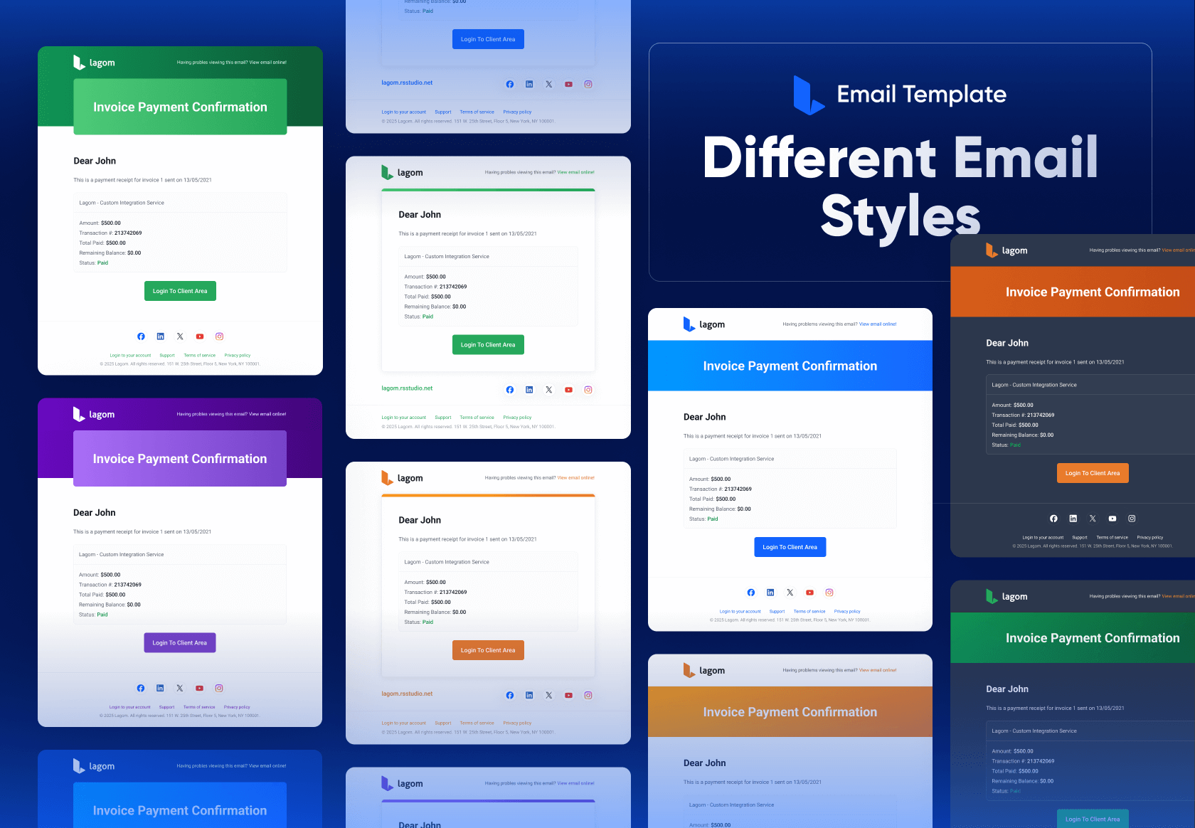Different Email Styles - Lagom WHMCS Email Template