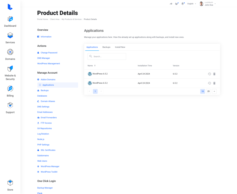 Lagom WHMCS Client Theme - Plesk Extended for WHMCS Module Integration - Gallery First Image