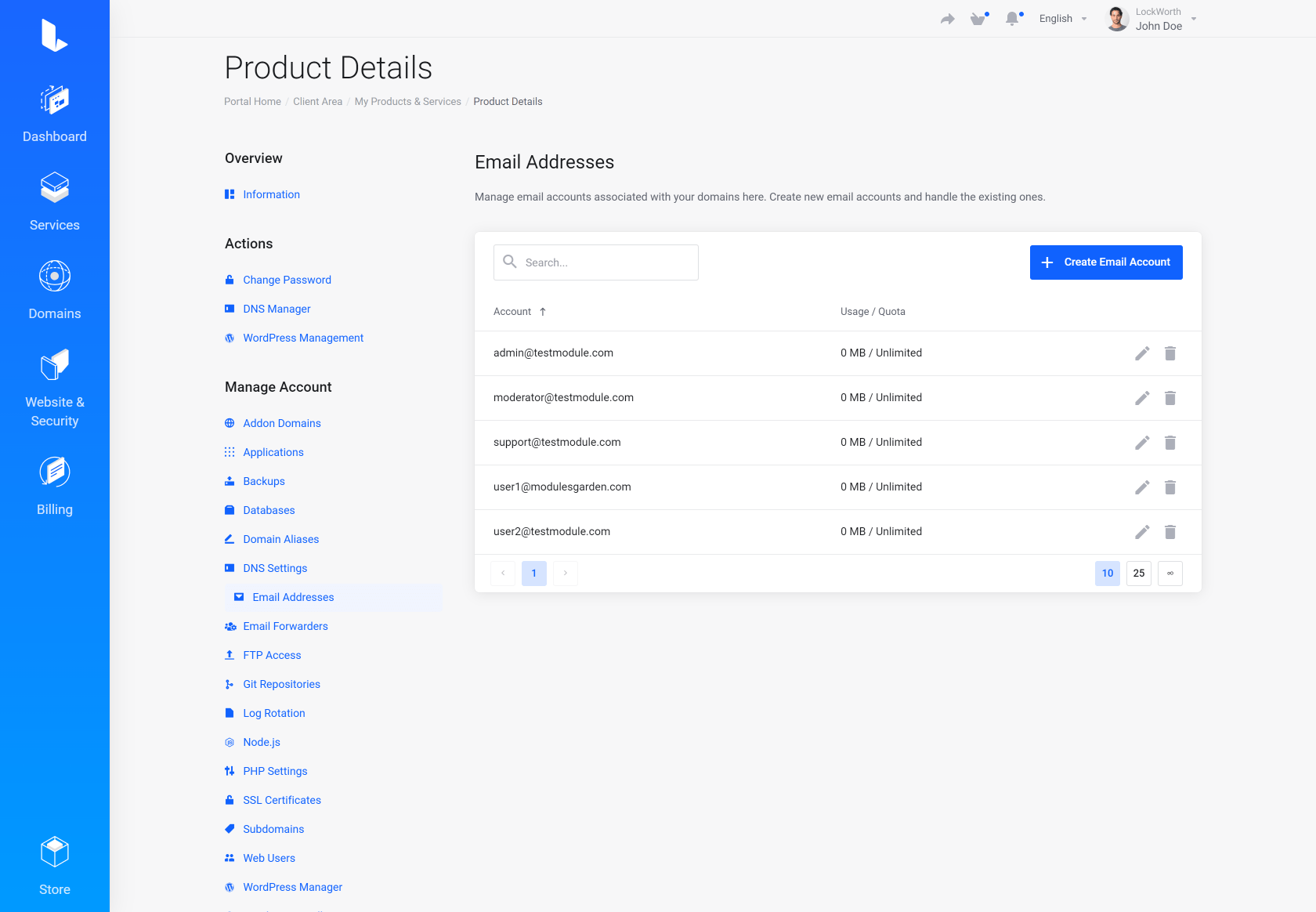 Lagom WHMCS Client Theme - Plesk Extended for WHMCS Module Integration - Depth Style