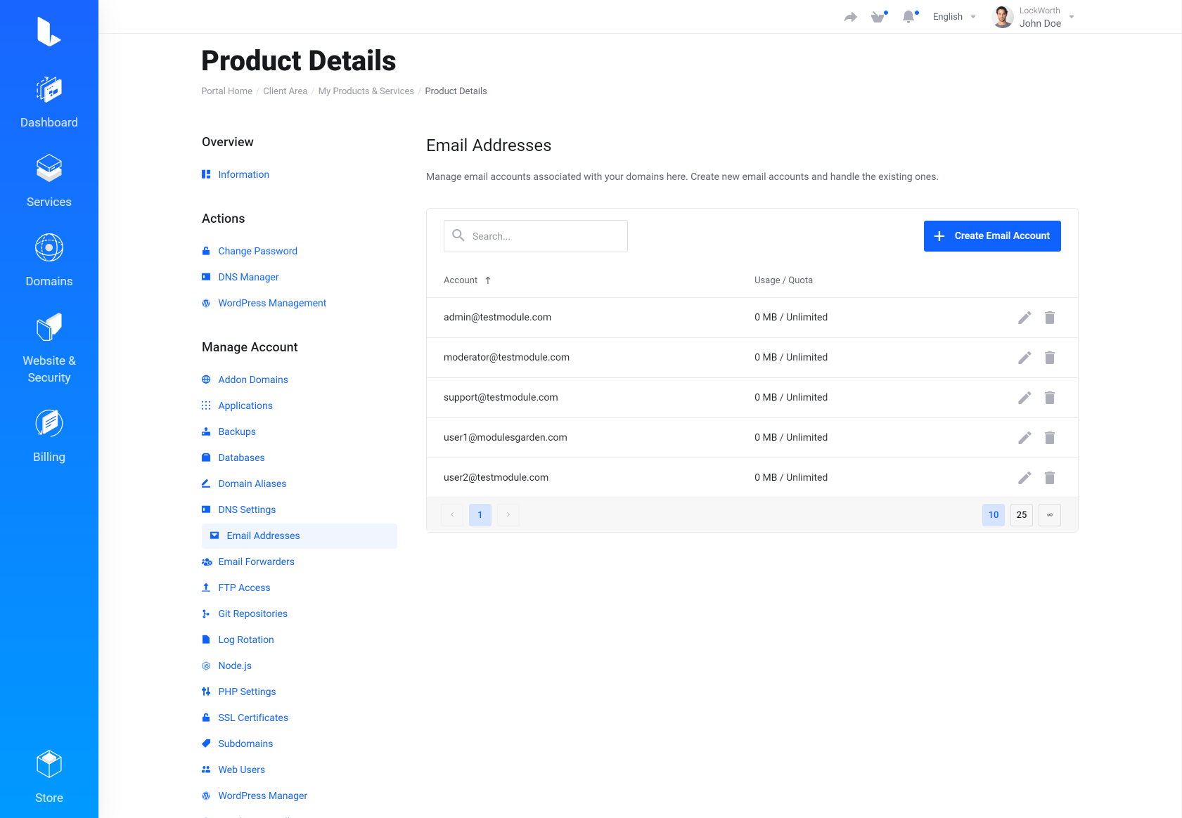 Lagom WHMCS Client Theme - Plesk Extended for WHMCS Module Integration - Default Style