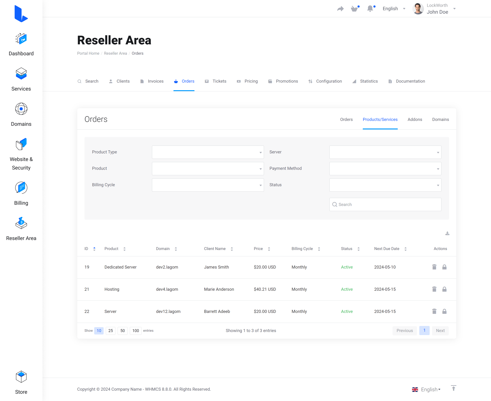 Lagom WHMCS Client Theme - Resellers Center for WHMCS Module Integration - Gallery Fourth Image