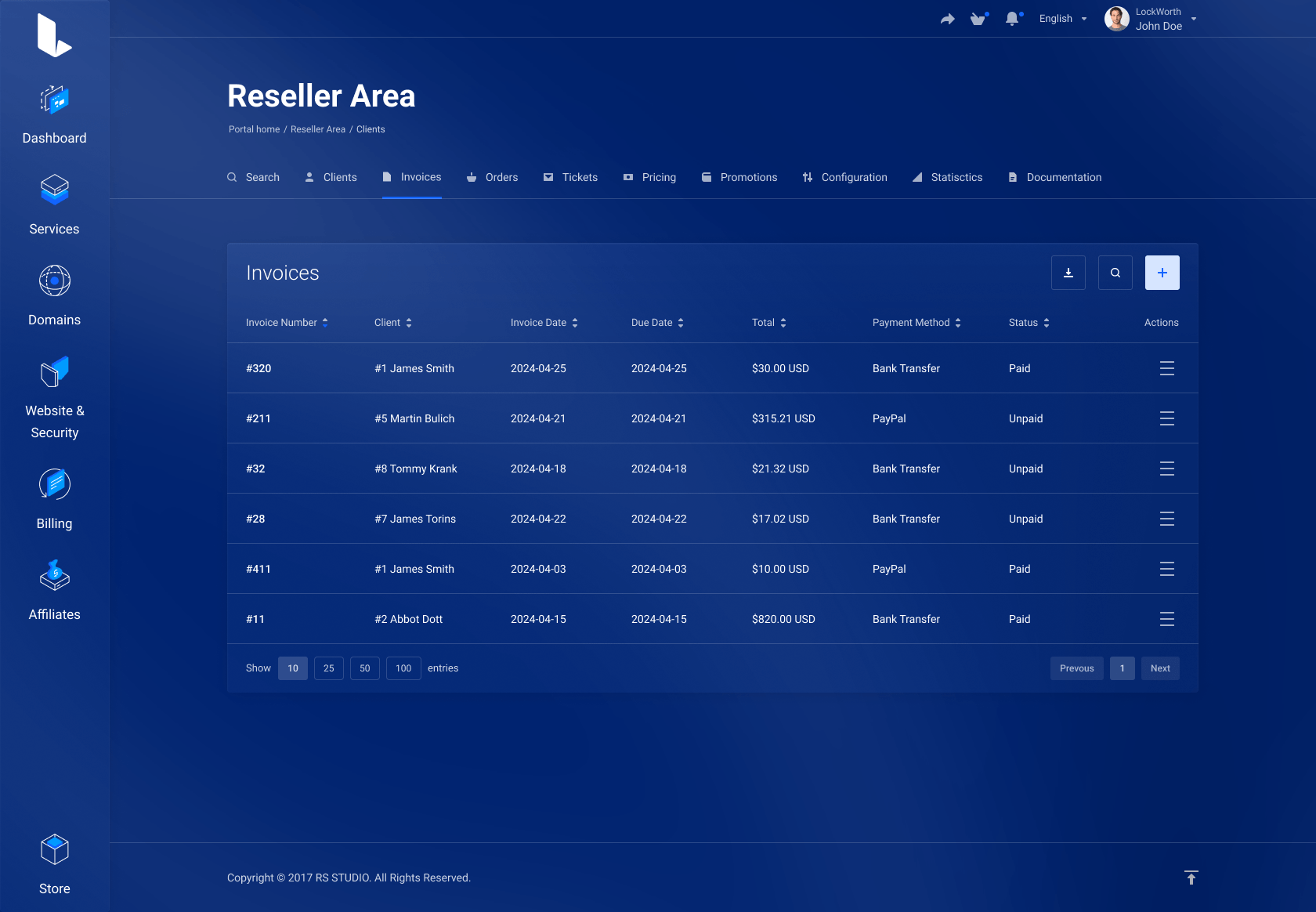 Lagom WHMCS Client Theme - Resellers Center for WHMCS Module Integration - Futuristic Style