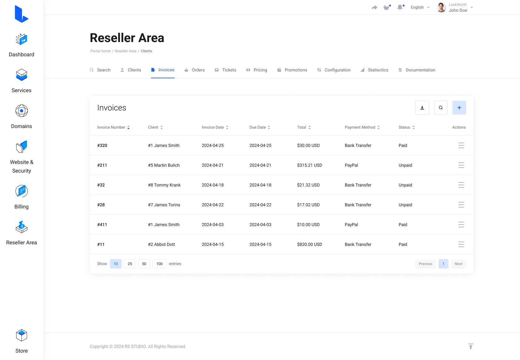 Lagom WHMCS Client Theme - Resellers Center for WHMCS Module Integration - Modern Style