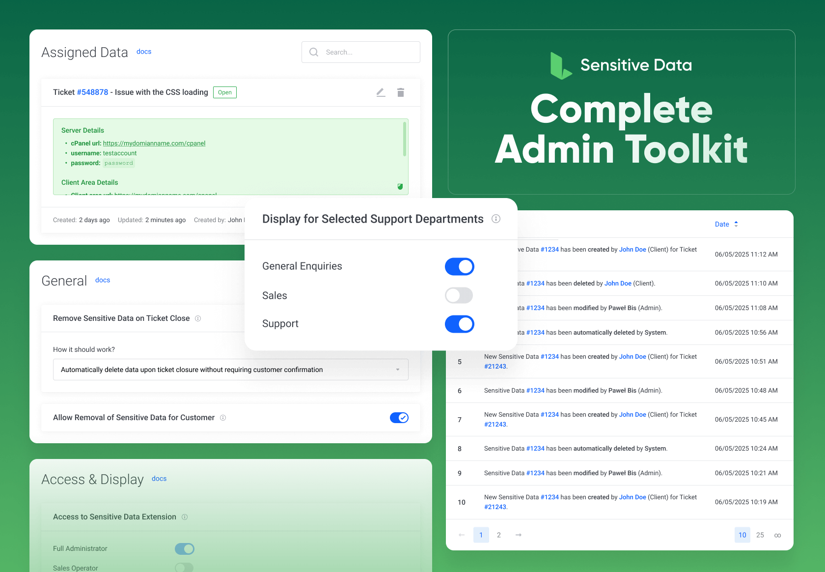Lagom WHMCS Sensitive Data – Centralized data control for WHMCS administrators
