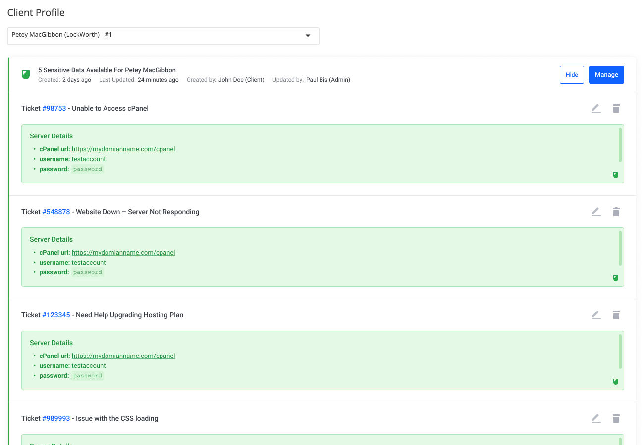 Support agents review all sensitive data submitted by a client in WHMCS – Lagom WHMCS Sensitive Data