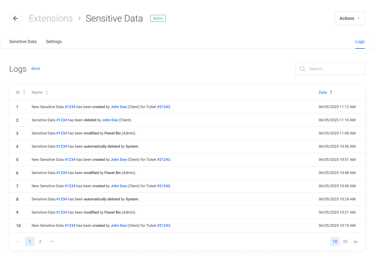 Administrators track sensitive data activity through detailed logs in WHMCS – Lagom WHMCS Sensitive Data