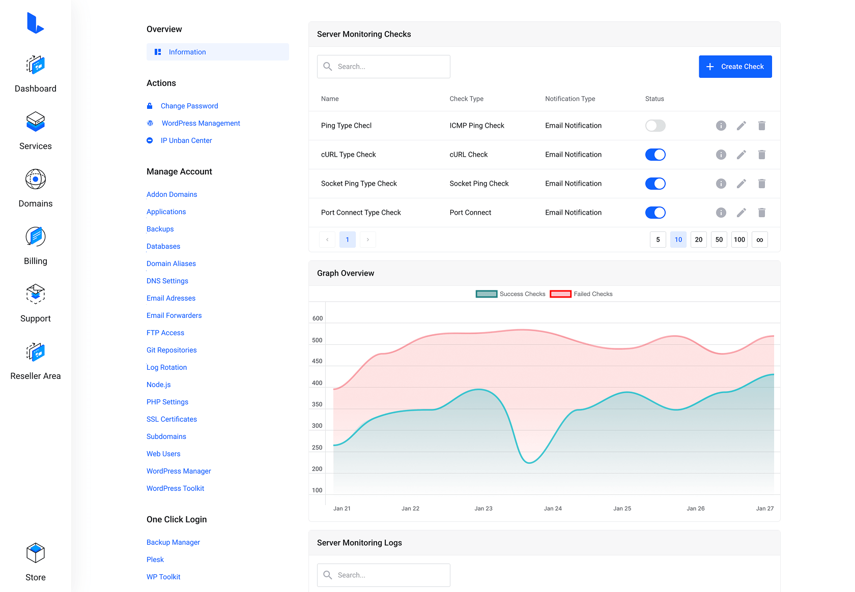 Lagom WHMCS Client Theme - Server Monitoring for WHMCS Module Integration - Default Style