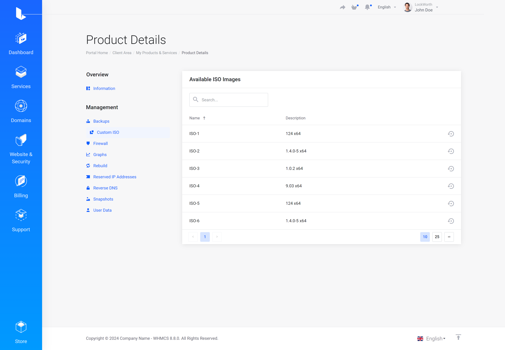 Lagom WHMCS Client Theme - Vultr VPS  for WHMCS Module Integration - Depth Style