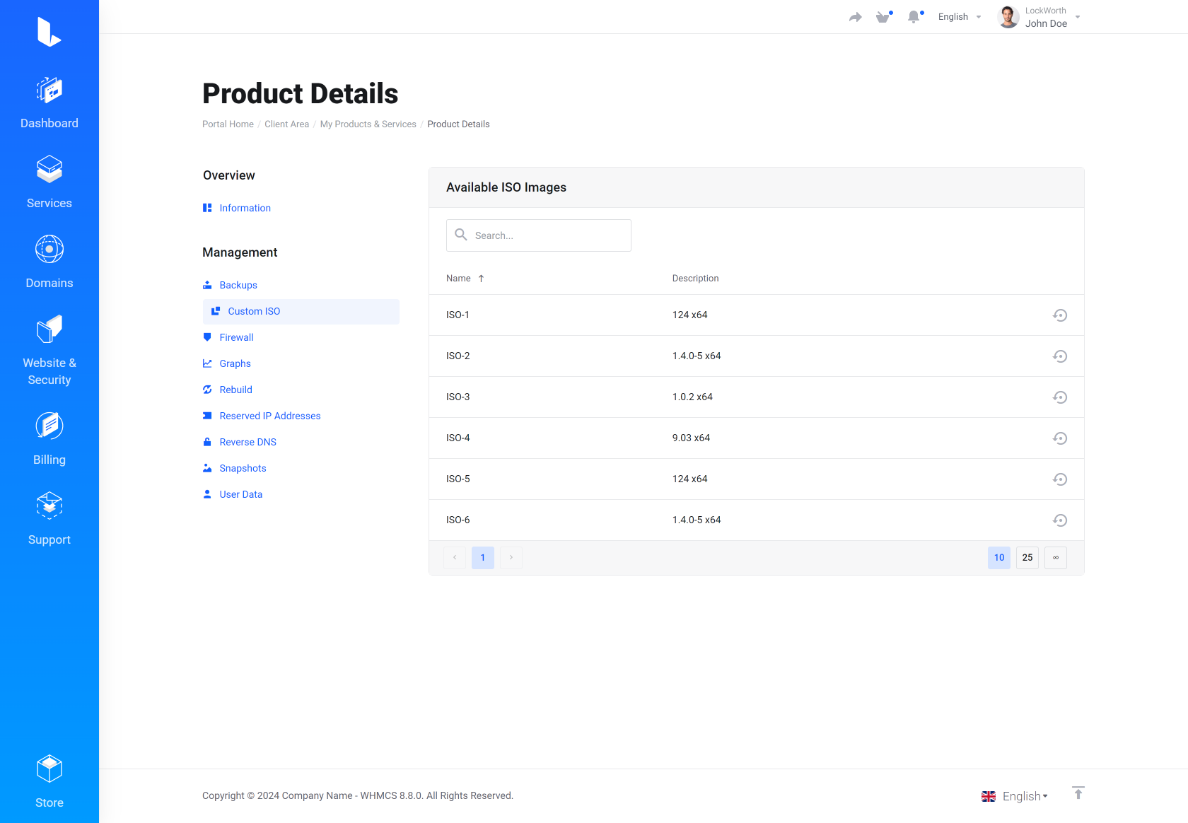 Lagom WHMCS Client Theme - Vultr VPS  for WHMCS Module Integration - Default Style