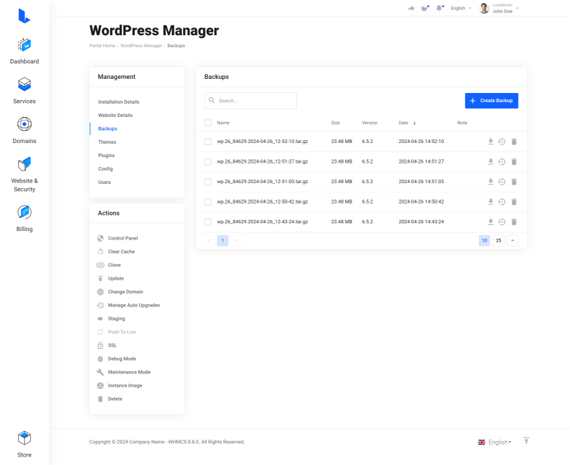 Lagom WHMCS Client Theme - WordPress Manager for WHMCS Module Integration - Gallery Fourth Image