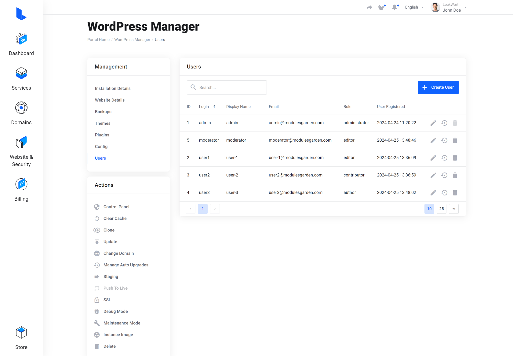 Lagom WHMCS Client Theme - WordPress Manager for WHMCS Module Integration - Modern Style