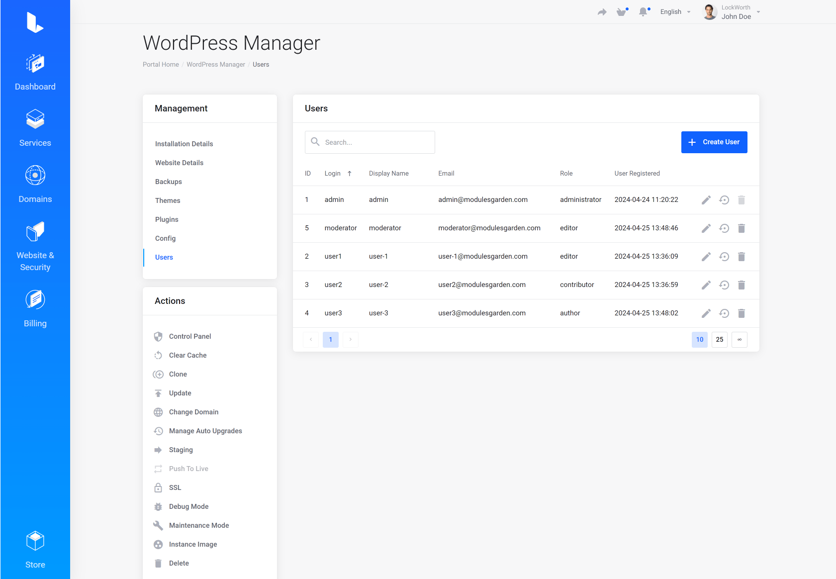 Lagom WHMCS Client Theme - WordPress Manager for WHMCS Module Integration - Default Style