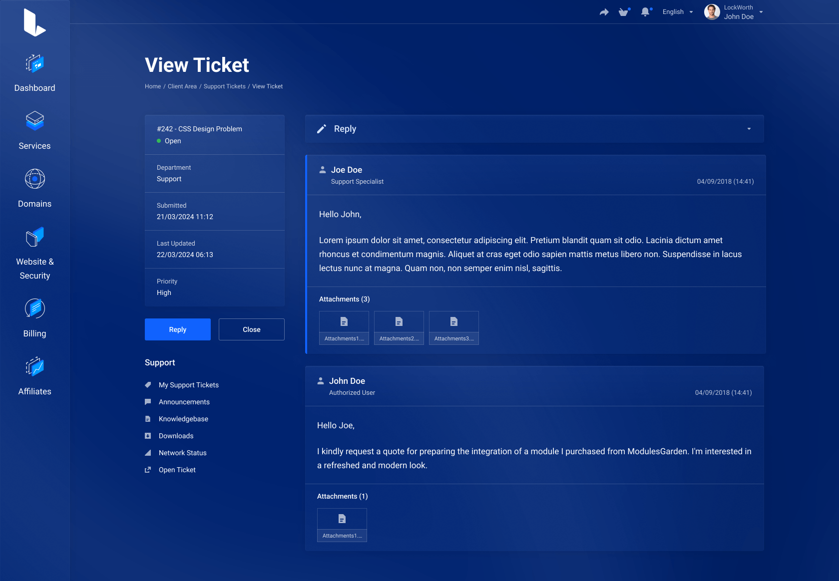 Lagom WHMCS Client Theme - DirectAdmin Extented for WHMCS Module Integration - Futuristic Style