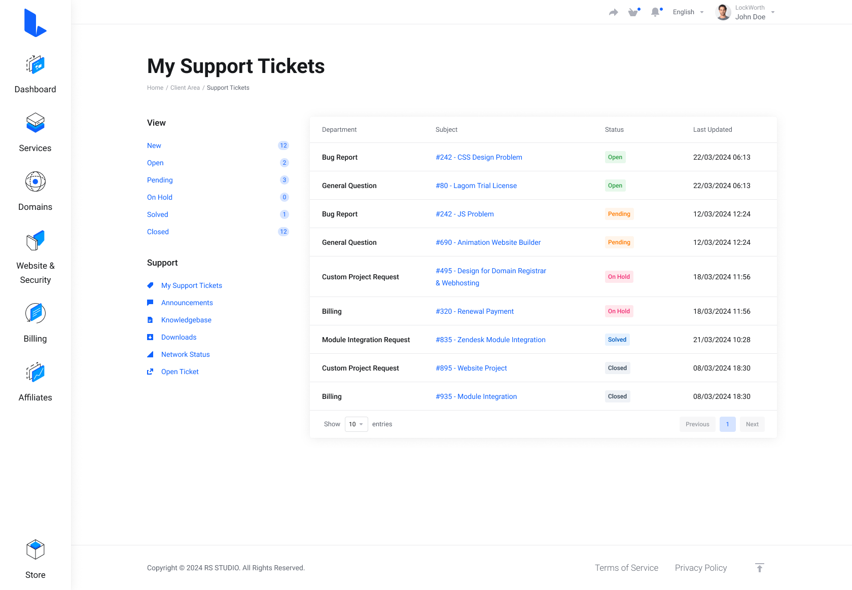 Lagom WHMCS Client Theme - DirectAdmin Extented for WHMCS Module Integration - Modern Style