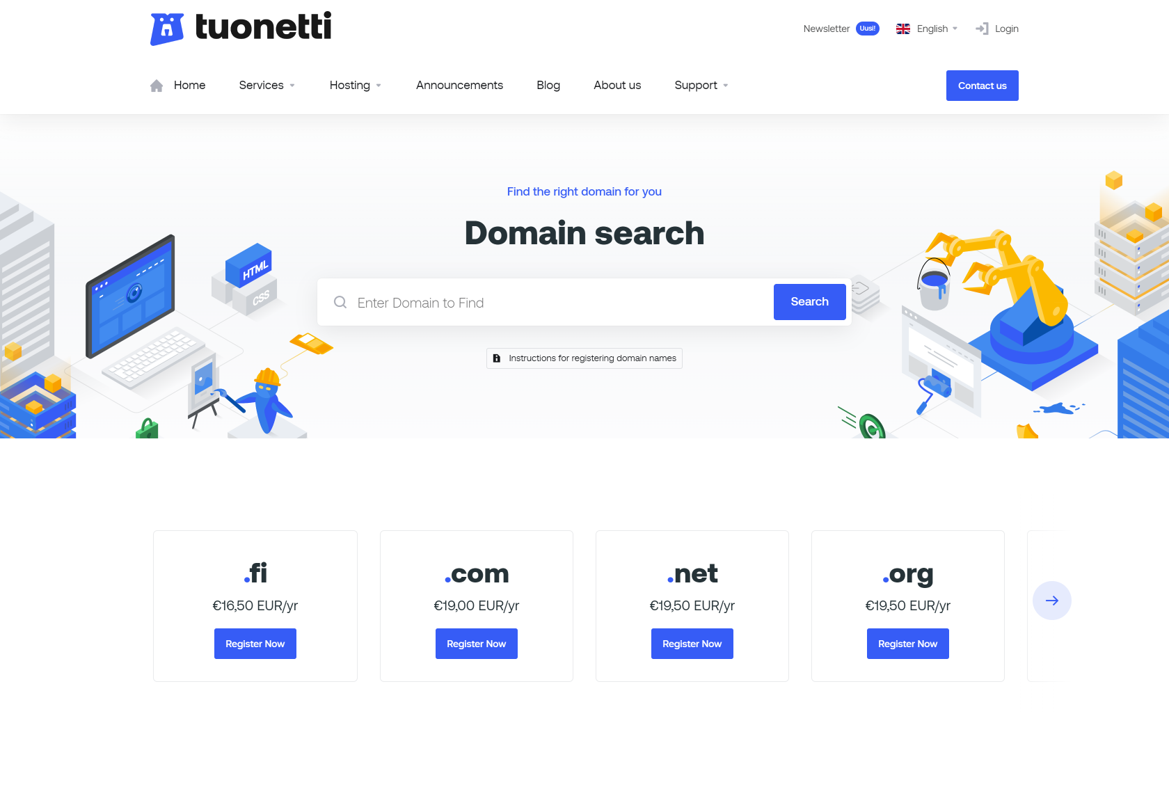 Tuonetti Customer Success Story with Lagom WHMCS Products - Tuonetti Domain Search 
