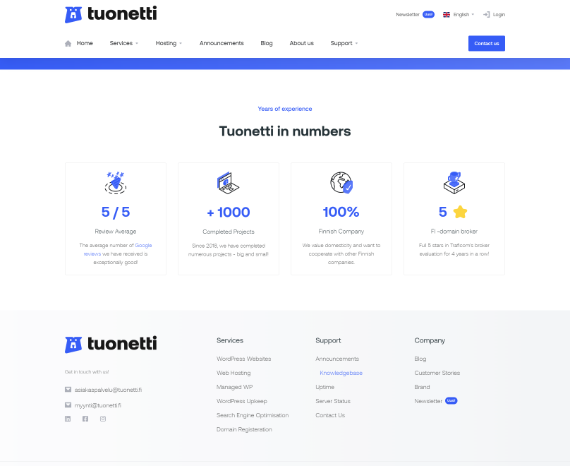 Tuonetti Customer Success Story with Lagom WHMCS Products - Years of Experience