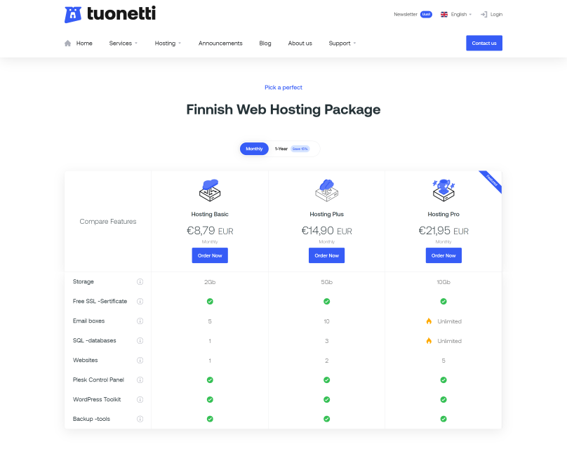 Tuonetti Customer Success Story with Lagom WHMCS Products - Web Hosting Package