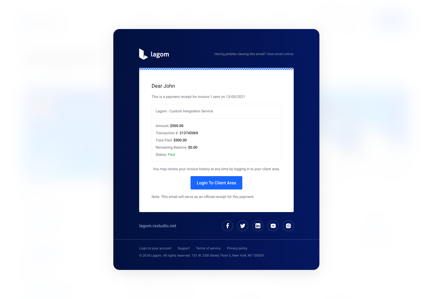 Email Template for Lagom WHMCS Client Theme - Slider First Image