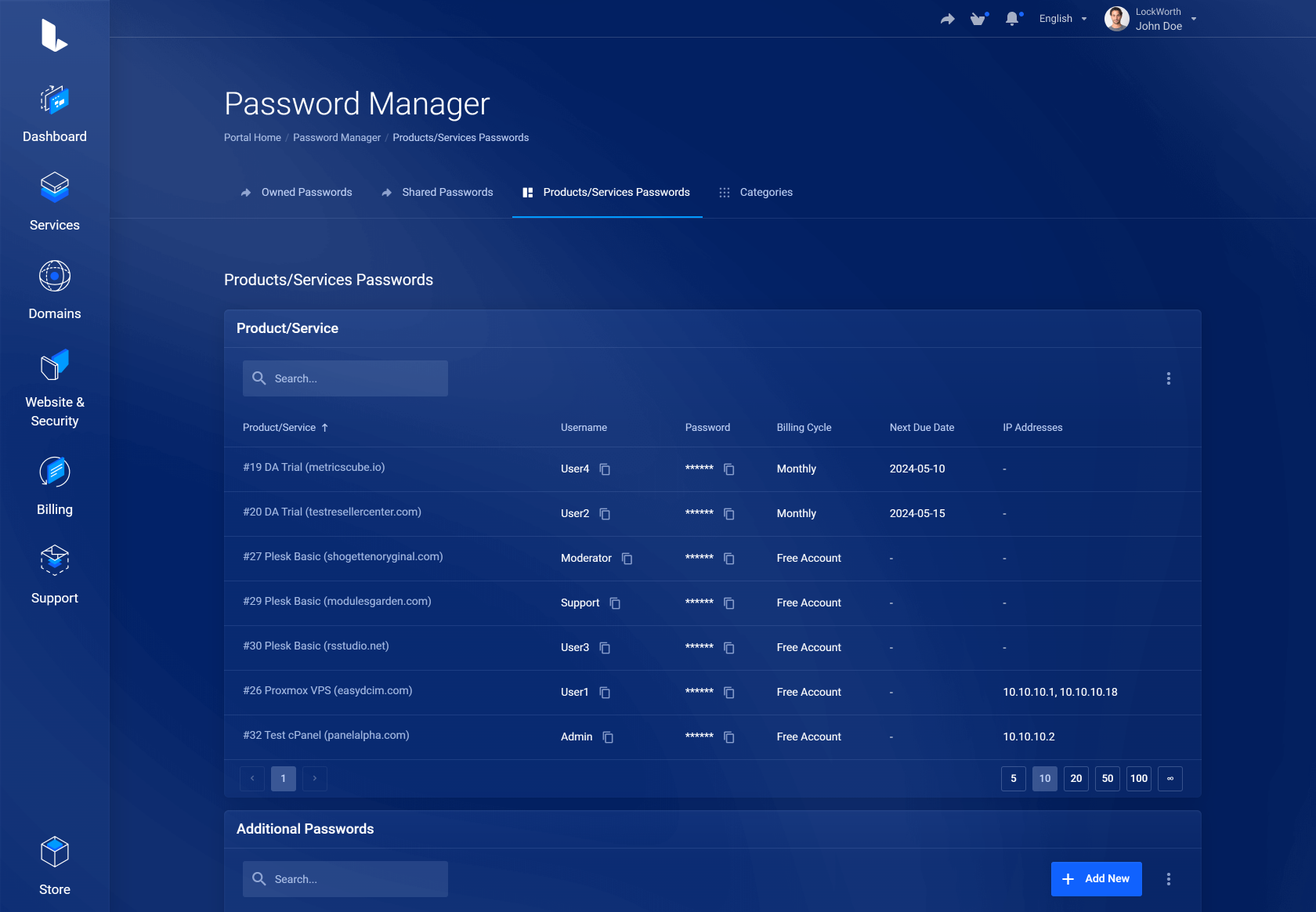 Lagom WHMCS Client Theme - Password Manager for WHMCS Module Integration - Futuristic Style