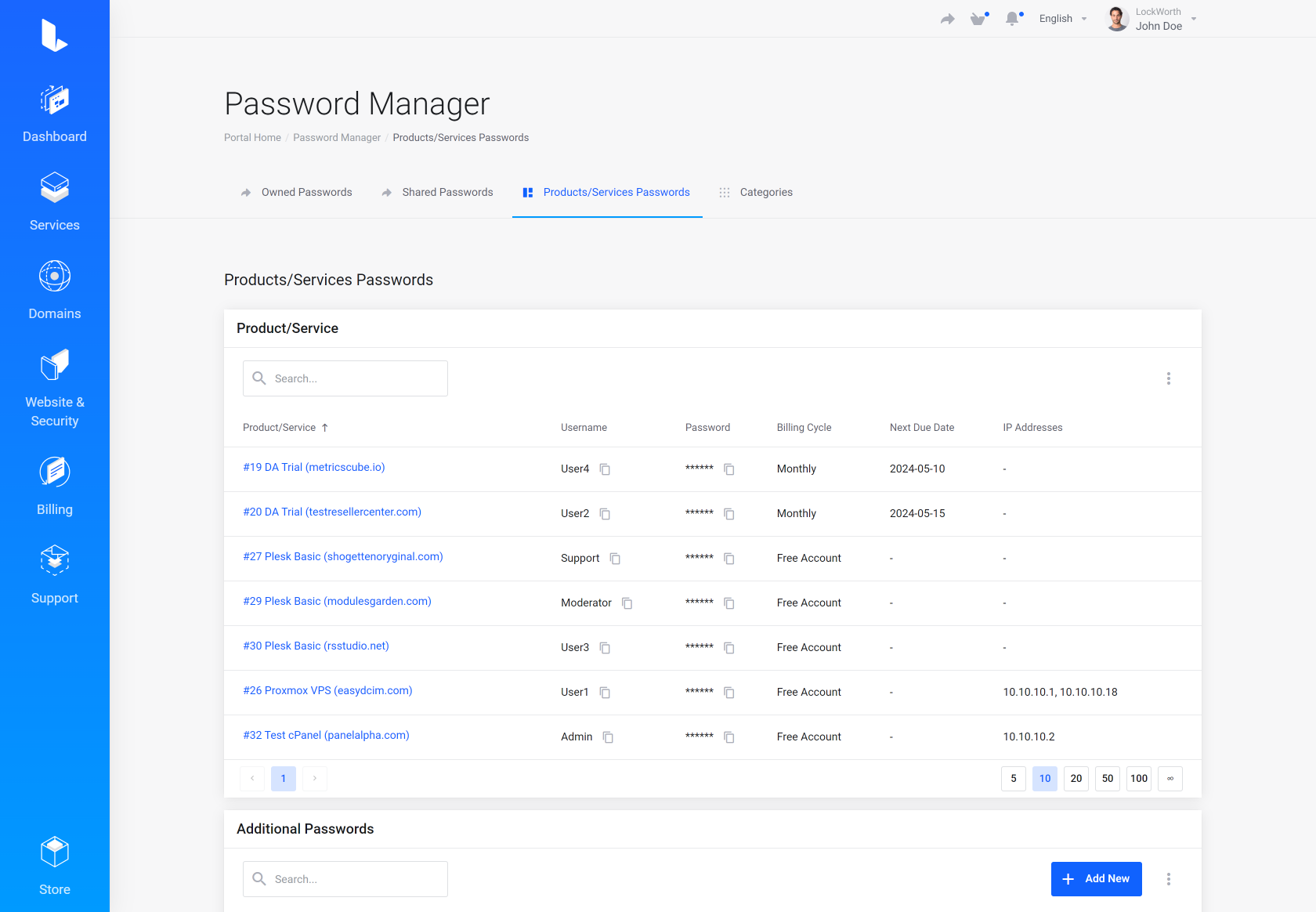 Lagom WHMCS Client Theme - Password Manager for WHMCS Module Integration - Depth Style