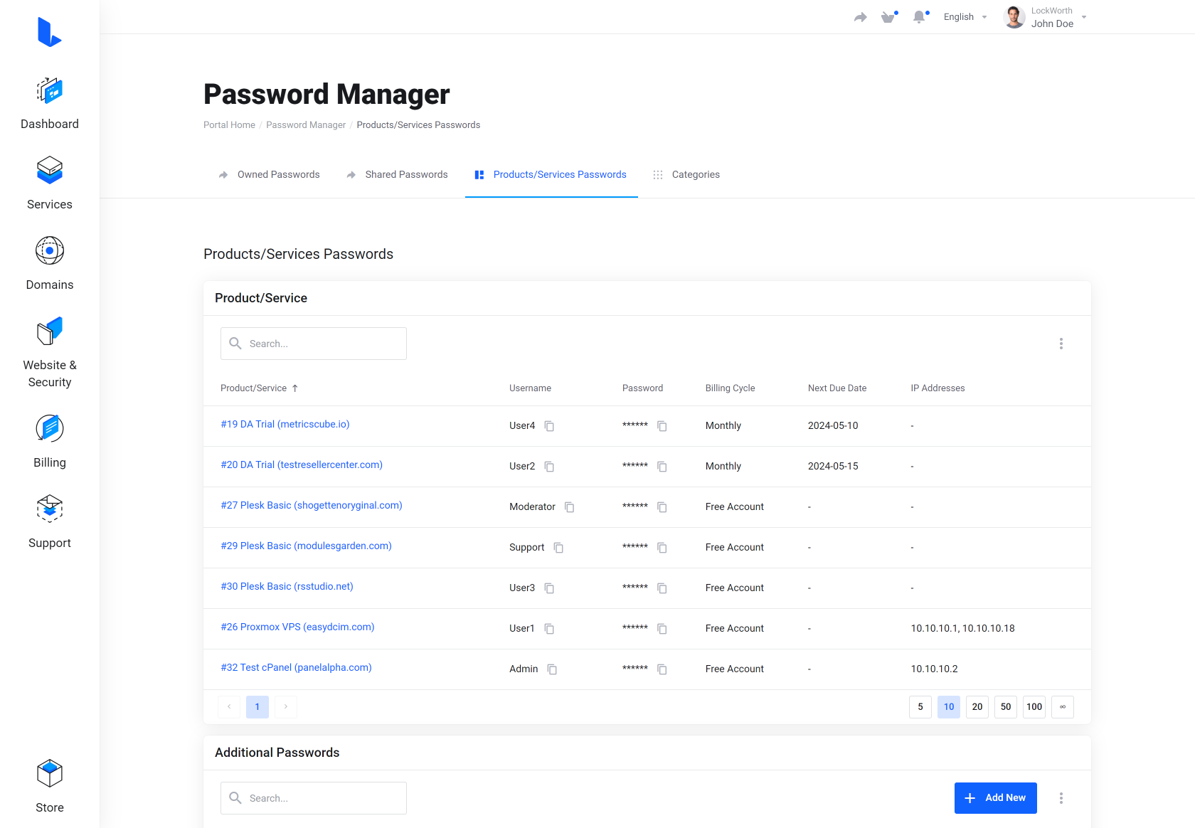 Lagom WHMCS Client Theme - Password Manager for WHMCS Module Integration - Modern Style