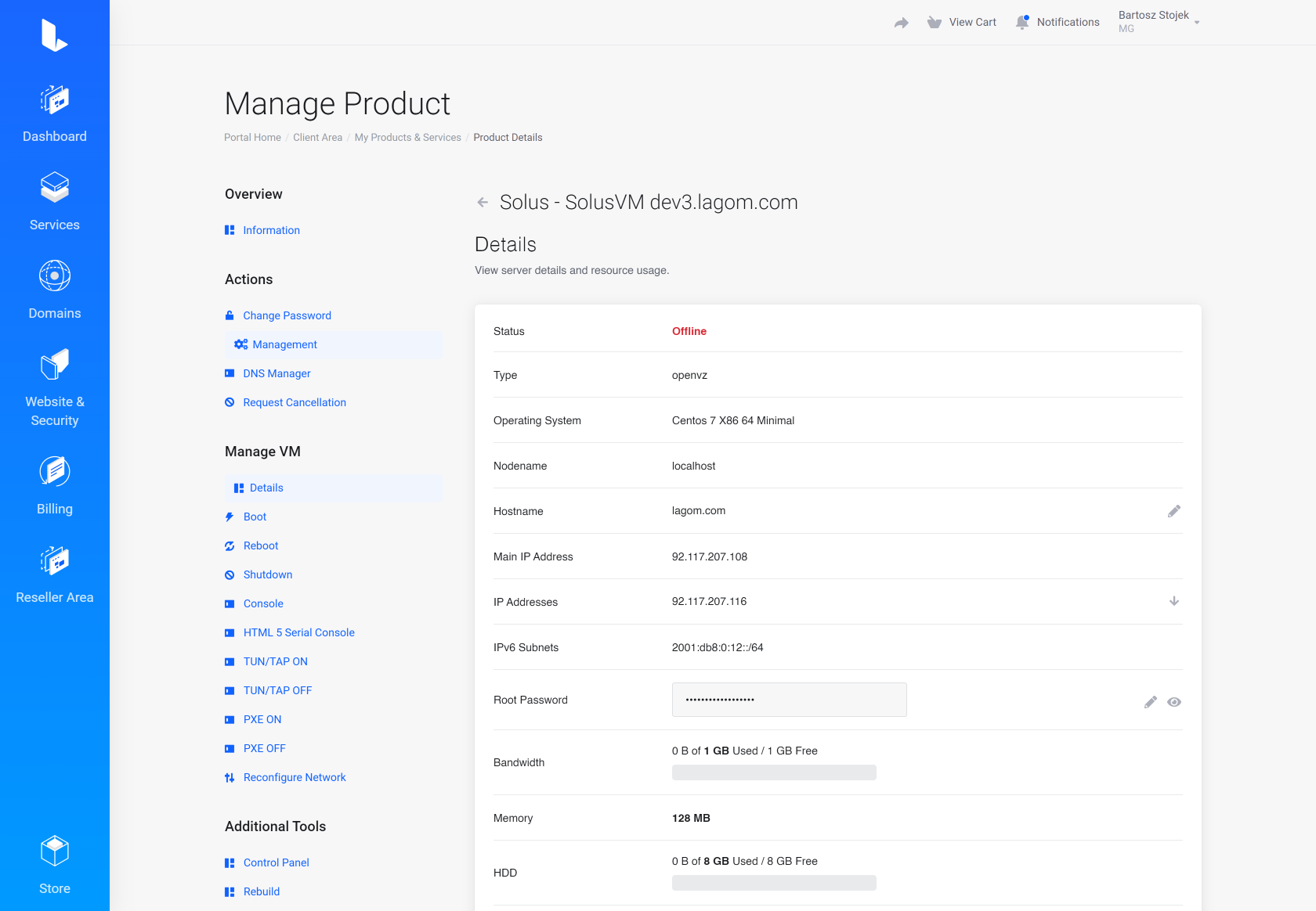 Lagom WHMCS Client Theme - SolusVM Extended VPS for WHMCS Module Integration - Depth Style