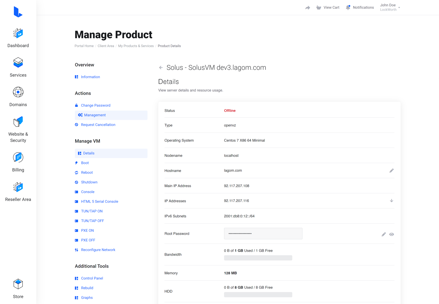 Lagom WHMCS Client Theme - SolusVM Extended VPS for WHMCS Module Integration - Modern Style