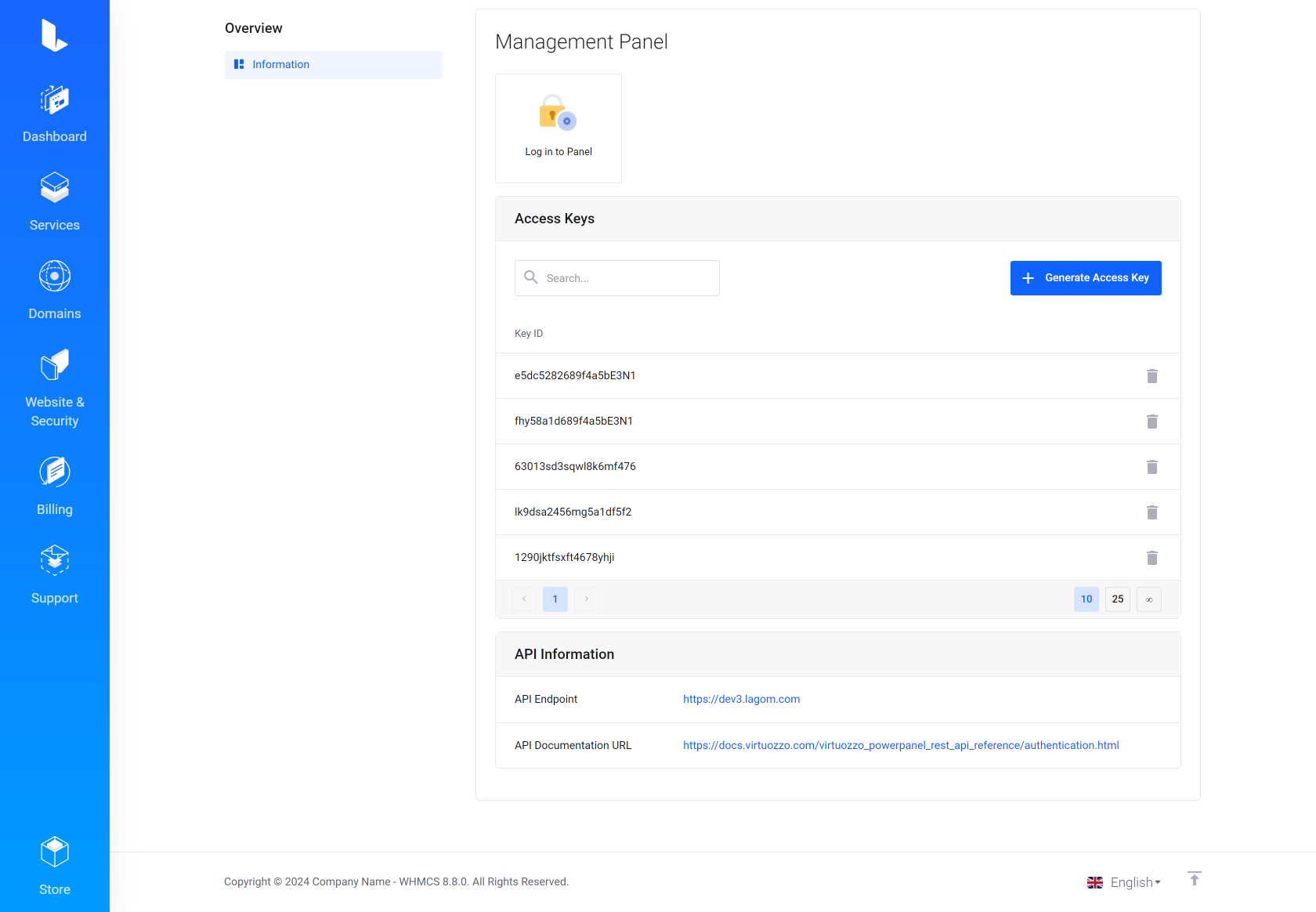 Lagom WHMCS Client Theme - Virtuozzo Hybrid Infrastructure S3 for WHMCS Module Integration - Default Style