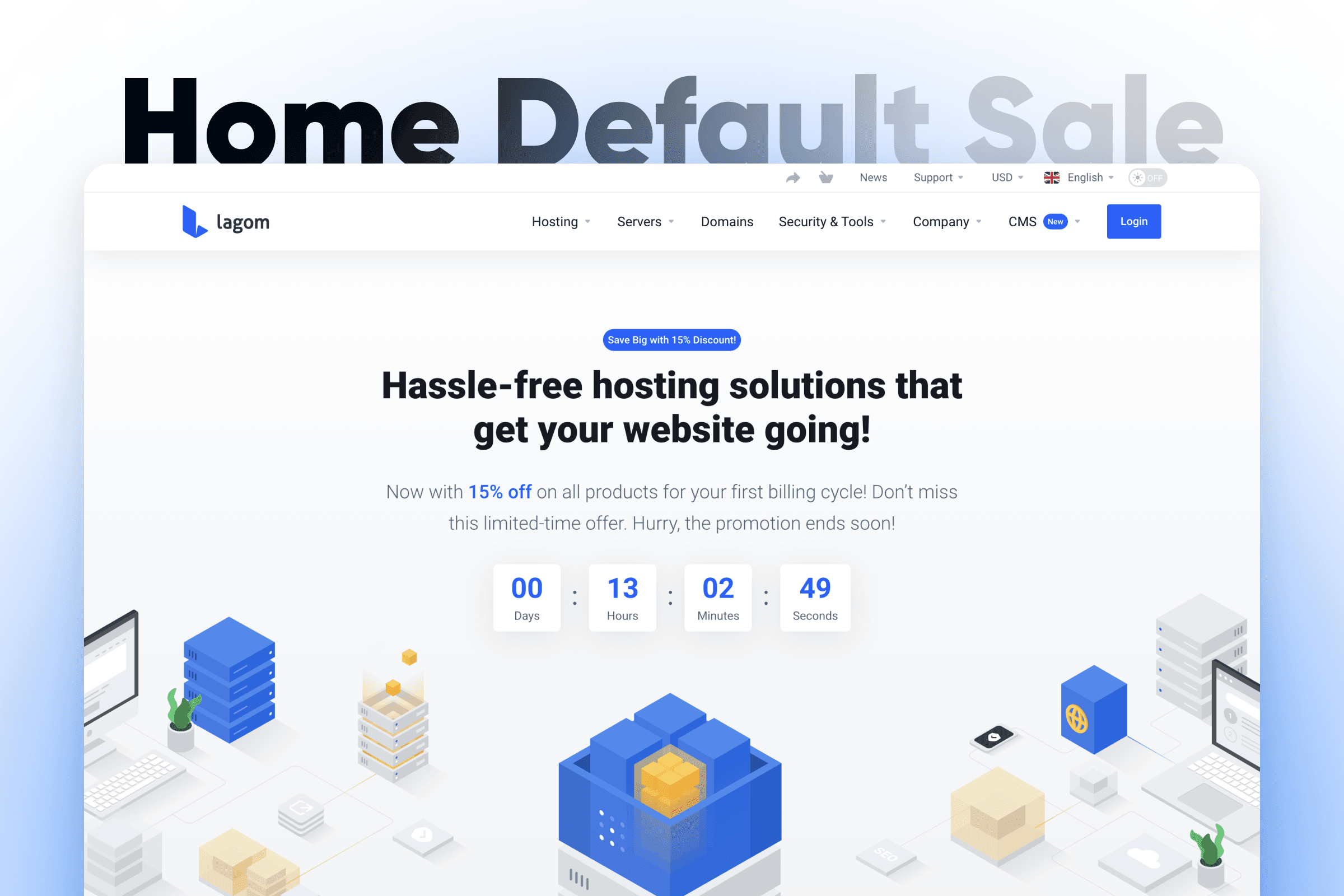 Lagom WHMCS Website Builder - Default Sale Homepage Template