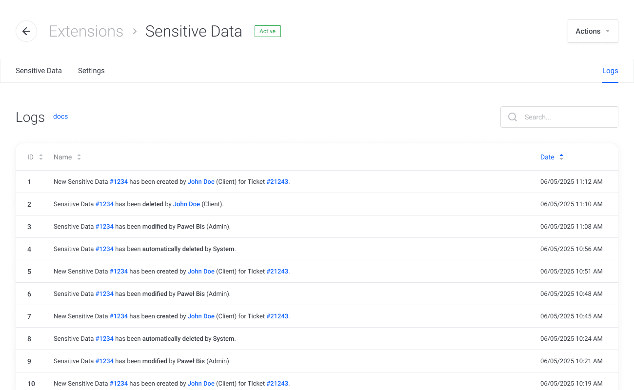 Monitor activity regarding sensitive data in WHMCS admin area - Lagom WHMCS Sensitive Data