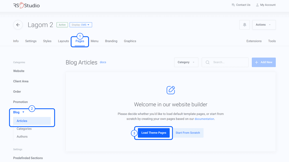 Improt Blog Articles in Lagom WHMCS Website Builder